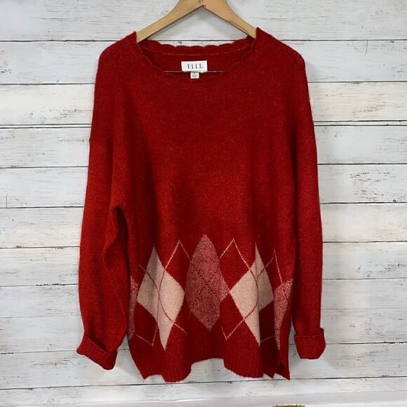 Elle Red Sweater Size XL - Picture 3 of 6